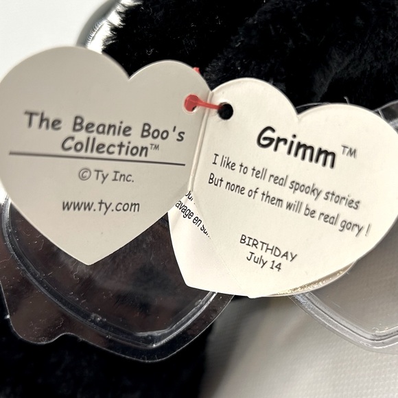 Ty Beanie Boos Collection HTF Halloween Theme Grimm the Ghost Ghoul Plush - Picture 2 of 6